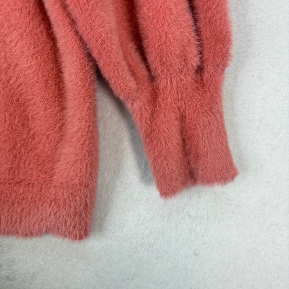 Chicos Eyelash Fuzzy Soft Pink Long Sleeve Crew Neck Pullover Sweater Size L - Picture 5 of 7
